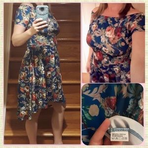 Womens Off the Shoulder High-Low Hem Dress, Floral